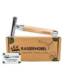 Ecoyou Sustainable Olive Wood Safety Razor for Men & Women | 10 Razor Blades Included | Plastic-Free Zero Waste Wet Shaving | Eco-Friendly Silver & Wood Design - Buy Online on GoSupps.com