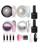 Chrome Nail Powder Kit: Holographic Unicorn Aurora Mermaid Sliver & Rose Gold Metallic Mirror Effect - Manicure Art Set - Buy Online on GoSupps.com