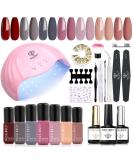 Modelones Gel Nail Polish Kit with UV Light 48W Dryer - 7 Nude Colors Set, Base & Top Coat, Primer, Decorations, Manicure Tools - Perfect Gift for Women - Buy Online on GoSupps.com