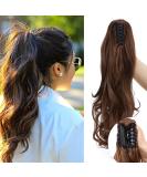 Buy Sego 45cm Ponytail Hair Extension - Voluminous Clip-In Wavy Synthetic Hair in White Brown | International Shipping - Buy Online on GoSupps.com