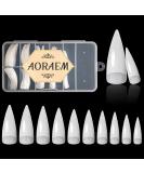 Stiletto Nail Tips - Transparent Half Cover Artificial Fingernails | 100 Pieces with Box | DIY Nail Art & Nail Studios | 10 Sizes Available - Buy Online on GoSupps.com