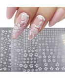 White Cherry Blossom Nail Art Stickers - 4 Sheets Self-Adhesive Decals for DIY Acrylic Nails - Buy Online on GoSupps.com