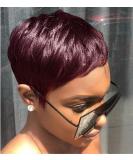HOTKIS Burgundy Short Pixie Wig for Black Women | Human Hair Short Pixie Cut Wigs for African Americans - Buy Online on GoSupps.com
