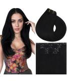 Vivien Black Real Hair Clip-In Extensions - Deep Black Remy Hair 24 Inch 135g 7PCS - Premium Clip-In Hair Extensions - Buy Online on GoSupps.com
