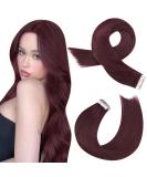 Moresoo 22 Inch Wine Red Burgundy Tape in Human Hair Extensions - 20 Pieces/50g #99J - Buy Online on GoSupps.com