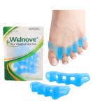 Welnove Toe Separators for Women - 4 Pack Gel Toe Straighteners for Bunions Relief & Foot Pain - Non-Slip Silicone Toe Spacers for Yoga - Blue - Buy Online on GoSupps.com