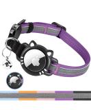 Agoumlux Airtag Reflective Cat Collar with Bell - Adjustable Safety Buckle for Young Cats | Violet (S: 23-33 cm) | International Shipping - Buy Online on GoSupps.com