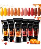 UR SUGAR Autumn Winter Poly Extension Gel Nail Set 6 Colours Maple Pumpkin Burnt Orange Yellow Red Glitter Fall Poly Nail Gel Polish Kit Halloween Christmas Gifts Box for Women Autumn Maple Leaf - Buy Online on GoSupps.com