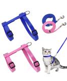 Adjustable Nylon Cat Leash Set - 2 Pieces Pink & Blue Harness for Kittens & Puppies | Soft Cat Dishes Included - Buy Online on GoSupps.com