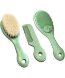 Mocarheri 3PC Baby Hairbrush Set for Newborns & Toddlers | Natural Soft Goat Bristle | Ideal for Cradle Cap | Light Green - Buy Online on GoSupps.com