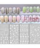 8 Sheets MiaoWu White Cherry Blossoms 3D Nail Art Stickers for Acrylic Nail Decoration - Buy Online on GoSupps.com