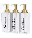 Akalin Shampoo and Conditioner Dispenser 16oz Set of 3 Refillable Shampoo and Conditioner Bottles with Pump 3 Clear Body Wash Dispenser for Shower Gold Soap Dispenser Bathroom (Clear) 3pcs 500ml Gold Pump Bottles - Clear - Buy Online on GoSupps.com