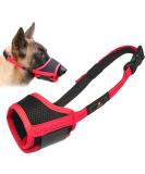 Muzzle for Dogs - Adjustable Velcro Fastener Safe for Barking & Chewing Breathable Mesh Red - Size L - Buy Online on GoSupps.com