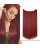 Silk-Co Dark Red Hair Extensions - 50cm Invisible Cord Smooth Synthetic Hair with Rubber Band | Premium Sealing Extensions for Women - Buy Online on GoSupps.com