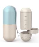 Zannaki Upgrade Large Compartment Grain Fiber Moisture Proof Cute Weekly Pill Organizer Laser Carving Markings BPA Free Travel Hiking 7 Day Pill Box Case to Hold PillsVitaminsFish OilSupplements Tiffany Blue  Beige - Buy Online on GoSupps.com