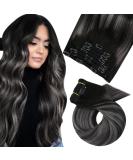 Buy Moresoo Clip-In Hair Extensions - Real Hair 50cm Black to Silver | 120g 7pcs - Perfect for Stunning Styles - Buy Online on GoSupps.com