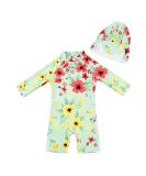 UPF 50+ Baby Girl One Piece Swimsuit with Sun Hat | Toddler Swimwear 12-18 Months | Light Green - Buy Online on GoSupps.com