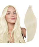 Runature Invisible Tape Extensions - Real 45 cm Blond Hair | 20 Pieces 50g #60 Smooth Human Hair Tapes - Buy Online on GoSupps.com