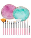 17 in 1 Nail Art Brushes and Palette Set - Purple and Green | Nail Tools for Home and Salon Use - Buy Online on GoSupps.com