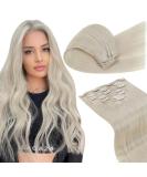 Buy Laavoo Real Hair Clip-In Extensions - Platinum Blonde #60 105g Double Tress 7 Pieces 45cm - Premium Quality for Full Volume - Buy Online on GoSupps.com