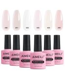 AIMEILI 5-In-1 Rubber Base Gel Set - Sheer Pink Nude Color - UV LED Soak Off Elastic Nail Strengthener - Long Lasting 60ml - Gift Kit 44 - Buy Online on GoSupps.com
