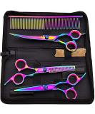 Colorful 7-Inch Dog Grooming Scissors Set - Professional Stainless Steel Shears for Pet Trimming and Hair Cutting - Buy Online on GoSupps.com