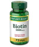 Nature's Bounty Biotin Supplement 5000 mcg - Supports Metabolism for Energy and Healthy Hair, Skin, and Nails - Buy Online on GoSupps.com