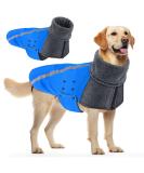 Slowton Winter Dog Coat - Warm Waterproof Jacket with Turtleneck & Reflective Stripes for Small & Medium Dogs | Adjustable Windproof Blue XL - Buy Online on GoSupps.com