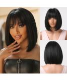 Esmee Short Black Bob Wig with Fringe | Shoulder Length Synthetic Wig for Daily Party Cosplay | 12 Inch - Buy Online on GoSupps.com