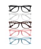 Blue Light Blocking Glasses 5-Pack for Women Men | Anti Eyestrain Computer Glasses Set - Black, Clear, Bean Flower, Pink, Blue - Buy Online on GoSupps.com
