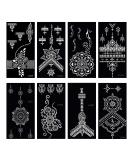 Glaryyears Temporary Tattoo Stencil - 8 Sheets Henna Template for Women, Hand Finger Wrist Body Art Paint - Buy Online on GoSupps.com