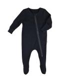 Ribbed Cotton Zip Up Baby Sleepsuits for Newborns | Unisex Footed/Footless 0-3 Months Black - Buy Online on GoSupps.com