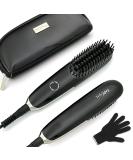 Hair Straightening Brush & Dual Voltage Flat Iron - Travel Hot Comb with Pouch | Perfect for International Shipping - Buy Online on GoSupps.com
