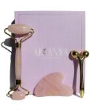 Ari Anwa Skincare Deluxe Face Yoga Set | Rosenquarz Roller Gua Sha & 3D Massager for Tight Skin & Defined Contours - Buy Online on GoSupps.com