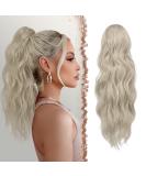 FESHFEN Ponytail Extensions Drawstring Ponytails Hair Extension Platinum Silver Blonde Long Curly Wavy Hair Piece Synthetic Pony Tail Hairpieces for Women 18 inch 18 Inch Platinum Silver Blonde - Buy Online on GoSupps.com