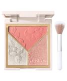3-in-1 Blush Highlighter Contour Palette - Long-Lasting Matte Blush Glow for Women - Sweat-Resistant Make Up Powder - Natural Look (Color 2) - Buy Online on GoSupps.com
