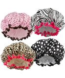 TCOTBE 4 Pieces Waterproof Shower CapShower Caps for Women Elastic Reusable Bathing Hair Cap Environmental Protection Hair Bath Caps Double Waterproof Layers Bathing Shower Hat - Buy Online on GoSupps.com