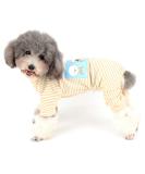 Ranphy Cotton Striped Pajamas for Small Dogs - Cartoon Hoodie Jumpsuit & Pet Coat - Yellow 4 Legs Comfortable Puppy Clothes - Buy Online on GoSupps.com