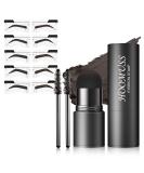 Eyebrow Stamp Kit with 10 Stencils - Waterproof Brow Pomade for Perfect Brows | Long Lasting, Pigmented & Easy to Use - Black Brown - Buy Online on GoSupps.com