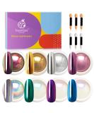 Beetles Chrome Nail Powder: Mirror Effect Holographic Aurora Glitter - 8 Colors 1g/0.5g Jar - Buy Online on GoSupps.com