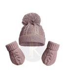 Royal Icon Baby Knitted Pom Pom Hat and Mittens Set - Dusty Pink - Buy Online on GoSupps.com