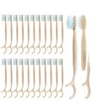 Travel Toothbrush & Dental Floss Picks - Biodegradable Eco-Friendly 4-in-1 Disposable Toothbrushes with Tongue Scraper for Adults & Kids - 40 Pack - Buy Online on GoSupps.com