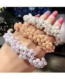 Muior 3Pcs Champagne Pearl Elastic Hair Ties for Women and Girls - Chic and Elegant Ponytail Holders - Buy Online on GoSupps.com