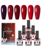 KINGMAS 6 Color Red Gel Nail Polish Set - Soak Off UV LED Nail Kits for DIY Nail Art - Perfect Gift for Women & Girls - Buy Online on GoSupps.com