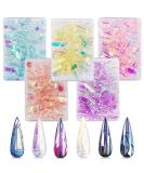 CHANGAR 5 Colors Gradient Aurora Glass Paper Nail Sticker  Reflective Mirror Design Broken Glass Stripe Line Paper Nail Decals 3D Broken Glass Pieces Mirror Foils DIY Nail Art Decoration (5 Boxes) - Buy Online on GoSupps.com