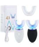 2 Pieces Ultrasonic Electric Toothbrush Adults U Shaped Automatic Toothbrushes for Teeth Whitening, 3 Brush Heads, whole Mouth 360 Degree Cleaning Hands Rechargeable IPX7 Waterproof (Black and White) - Buy Online on GoSupps.com