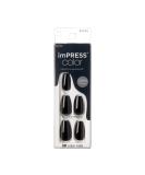 KISS imPRESS No Glue Mani Press On Nails - All Black Coffin Shape Medium Size 30 Nails & Accessories - Buy Online on GoSupps.com
