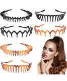 6 Pcs Tooth Headband for Women Girls Plastic Hair Bands Wavy Hair Comb Headband Hard Hairbands for Hair Styling 3 Styles(Black/Brown) - Buy Online on GoSupps.com
