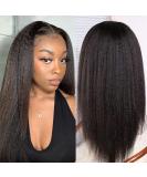 20 13x6 Kinky Straight Human Hair Wig | 180% Density HD Transparent Lace Front Wig for Black Women | Pre Plucked with Baby Hair | Brazilian Virgin Human Hair | Natural Hairline Yaki Straight | 20 Inch - Buy Online on GoSupps.com