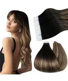 Ugeat Black & Caramel Brown Real Hair Tape Extensions - Ombre 20 Pieces 40cm 50g | Invisible & Seamless Hair Extensions - Buy Online on GoSupps.com